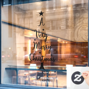 Frohe Weihnachtsbaum Sterne weiß schwarz Fensteraufkleber