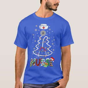 Frohe Weihnachtsbaum Stethoscope Nurse Christmas W T-Shirt