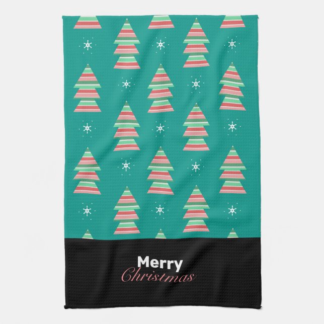 Frohe Weihnachtsbaum Streifen Musterküche Handtuch (Vertikal)