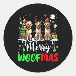 Frohe Weihnachtsbaum Three Santa Elf Labrador Retr Runder Aufkleber