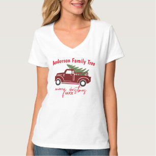Frohe Weihnachtsbaum Truck Familienweihnachtsbaum T-Shirt