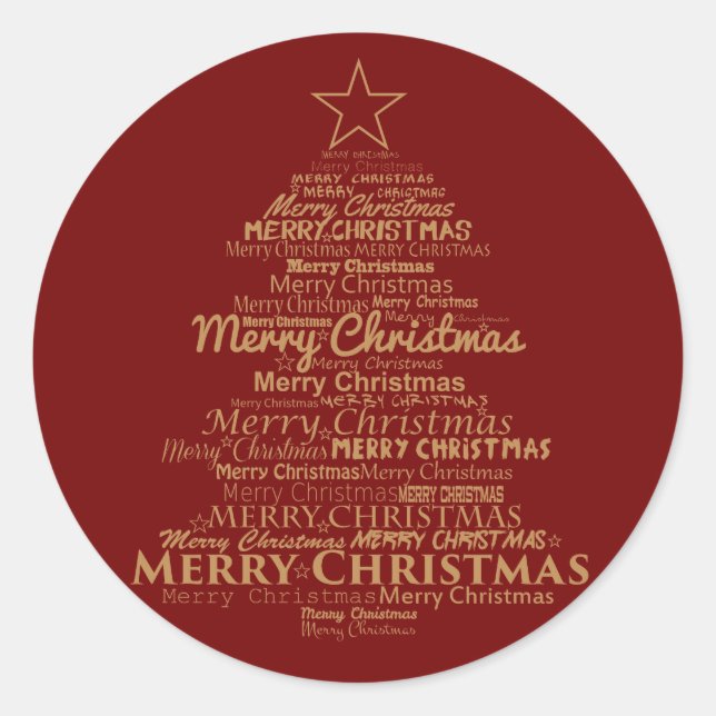 Frohe Weihnachtsbaum Typografie Rundsticker Runder Aufkleber (Vorderseite)