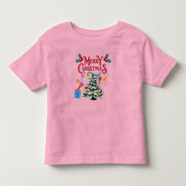 Frohe Weihnachtsbaum und Geschenk Kleinkind T-shirt (Vorderseite)