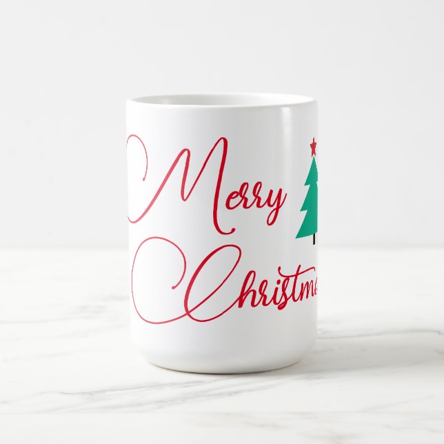 Frohe Weihnachtsbaum und Kalligrafie Kaffeetasse (Mittel)