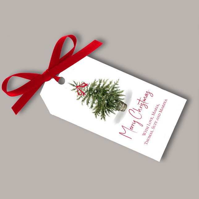 Frohe Weihnachtsbaum Wasserfarbe Custom Geschenkanhänger (Merry Christmas watercolor Christmas tree holiday gift tag,)