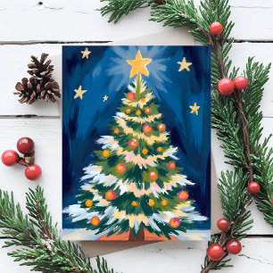 Frohe Weihnachtsbaum-Wasserfarbe Feiertagspostkarte