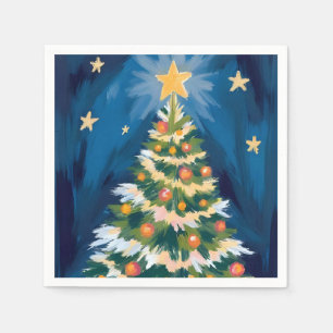 Frohe Weihnachtsbaum-Wasserfarbe-Festtage Serviette