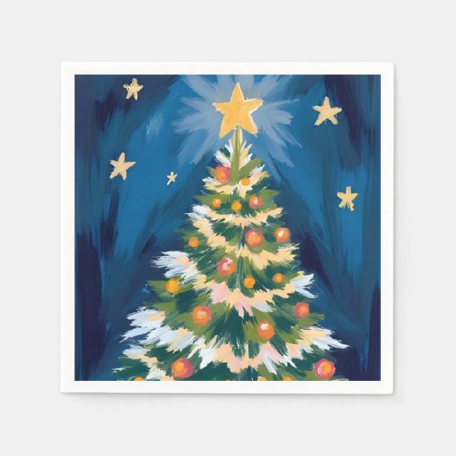 Frohe Weihnachtsbaum-Wasserfarbe-Festtage Serviette (Vorderseite)