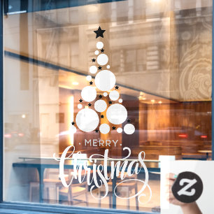 Frohe Weihnachtsbaum Weiße Sterne Urlaub Fensteraufkleber
