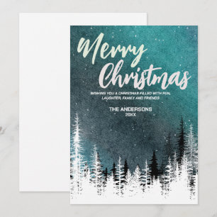 Frohe Weihnachtsbaum Winter Nachtwald Feiertag Feiertagskarte