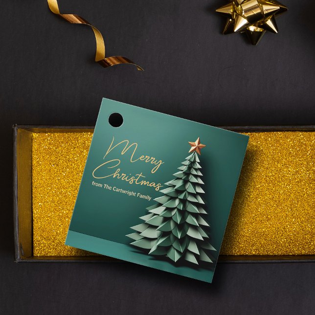 Frohe Weihnachtsbaum wunderschönes Green Gold Part Geschenkanhänger (Von Creator hochgeladen)