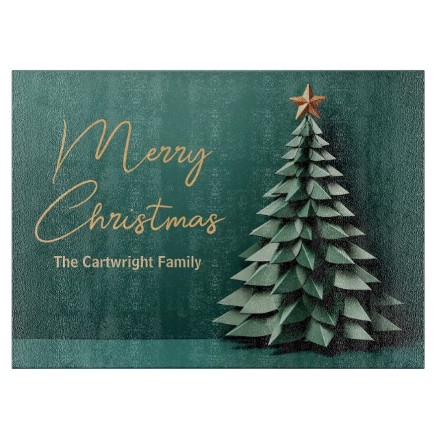 Frohe Weihnachtsbaum wunderschönes Green Gold Part Schneidebrett (Vorderseite)