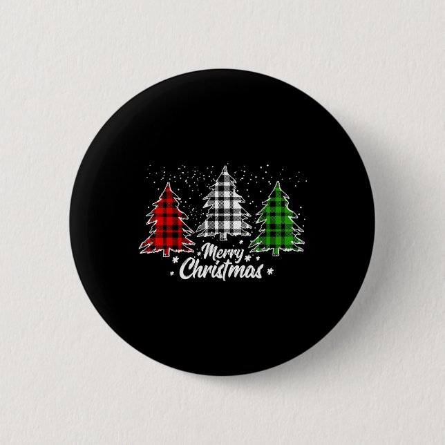Frohe Weihnachtsbaum Xmas Buffalo Kariert Red Whit Button (Vorderseite)