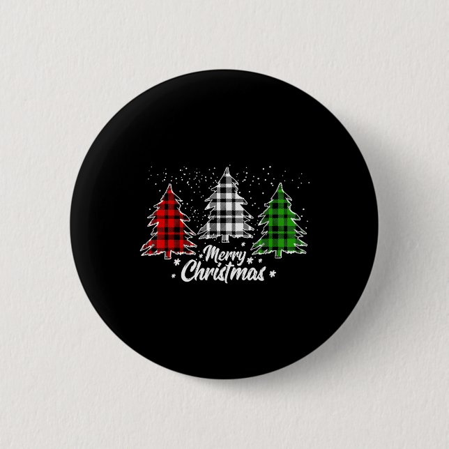 Frohe Weihnachtsbaum Xmas Buffalo Kariert Red Whit Button (Vorderseite)