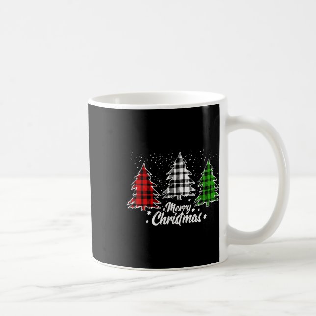 Frohe Weihnachtsbaum Xmas Buffalo Kariert Red Whit Kaffeetasse (Rechts)