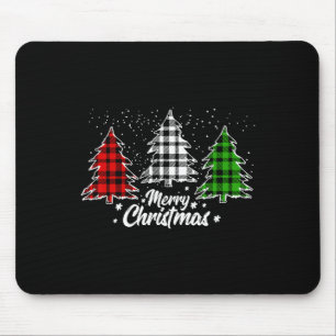 Frohe Weihnachtsbaum Xmas Buffalo Kariert Red Whit Mousepad