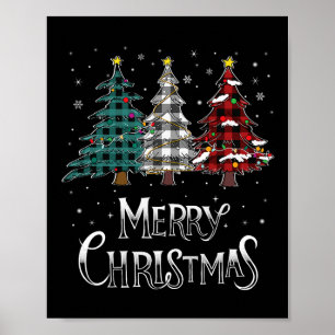 Frohe Weihnachtsbaum Xmas Buffalo Kariert Red Whit Poster