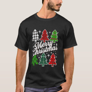 Frohe Weihnachtsbaum Xmas Buffalo Kariert Red Whit T-Shirt