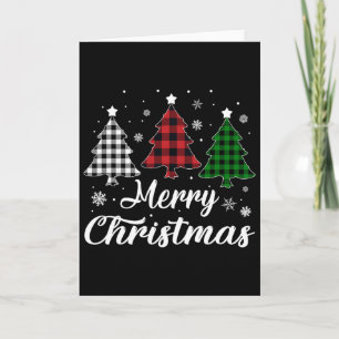 Frohe Weihnachtsbaum Xmas Buffalo Kariert Rot Weiß Karte