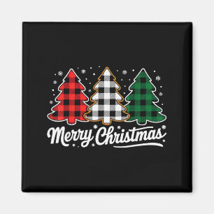 Frohe Weihnachtsbaum Xmas Buffalo Kariert Rot Weiß Magnet