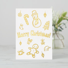 Frohe Weihnachtsbaum Xmas Snowman Candy Cane Bells Folien Feiertagskarte