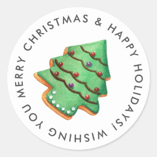 Frohe Weihnachtsbaum Zucker Cookie Custom Runder Aufkleber