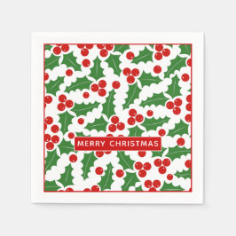 Frohe Weihnachtsbaumbeere rot und grün Serviette