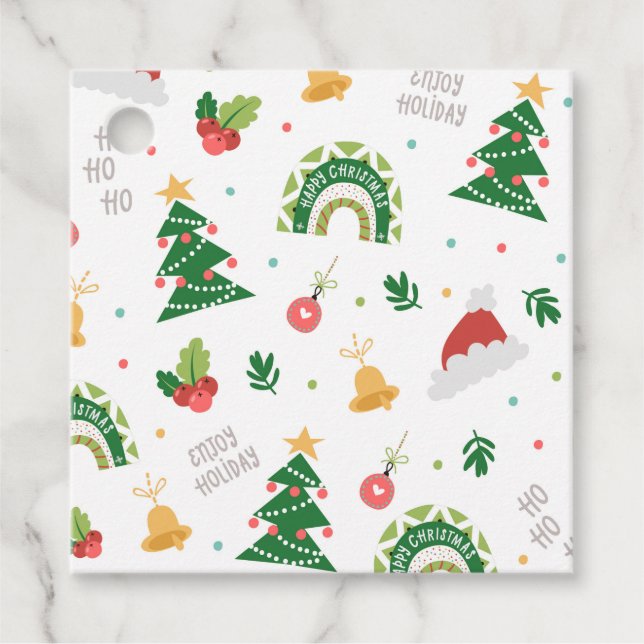 Frohe Weihnachtsbaumdekore Muster Geschenkanhänger (Vorderseite)