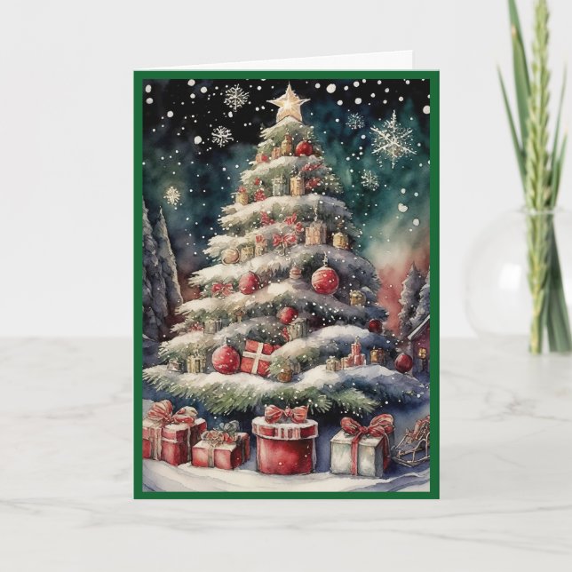 Frohe Weihnachtsbaume Feiertagskarte (Vorderseite)