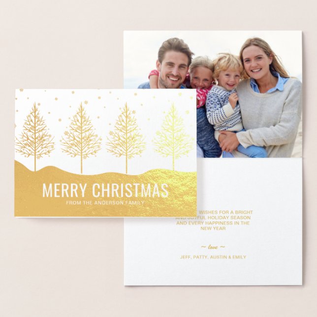Frohe Weihnachtsbäume Foto Gold Foil Folienkarte (Anzeige)