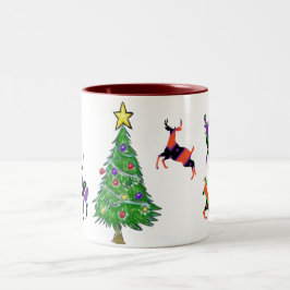 Frohe Weihnachtsbaume Hirsch Weihnachtsfeiertag Zweifarbige Tasse