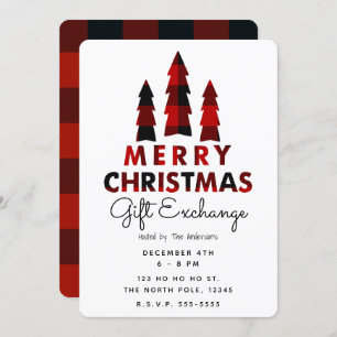 Frohe Weihnachtsbäume Karierte Feiertagsgeschenke Einladung