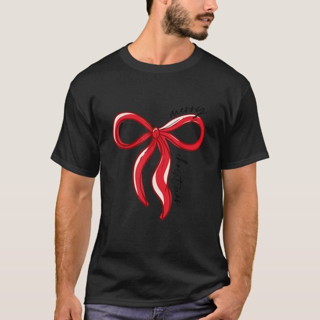 Frohe Weihnachtsbäume Red Santa Xmas Coquette Aest T-Shirt (Vorderseite)