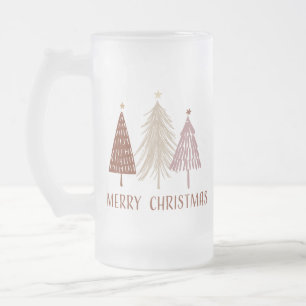Frohe Weihnachtsbäume Schnee Feste Elegant Festlic Mattglas Bierglas