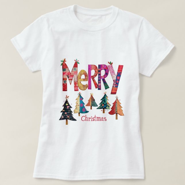 Frohe Weihnachtsbäume T-Shirt (Design vorne)