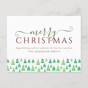 Frohe Weihnachtsbäume Unternehmensgeschäft Feiertagspostkarte