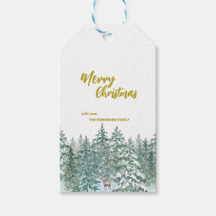Frohe Weihnachtsbäume Wald Moderne Gold Skript Url Geschenkanhänger