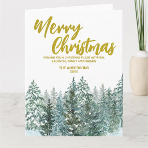 Frohe Weihnachtsbäume Wald Moderne Gold Skript Url Karte