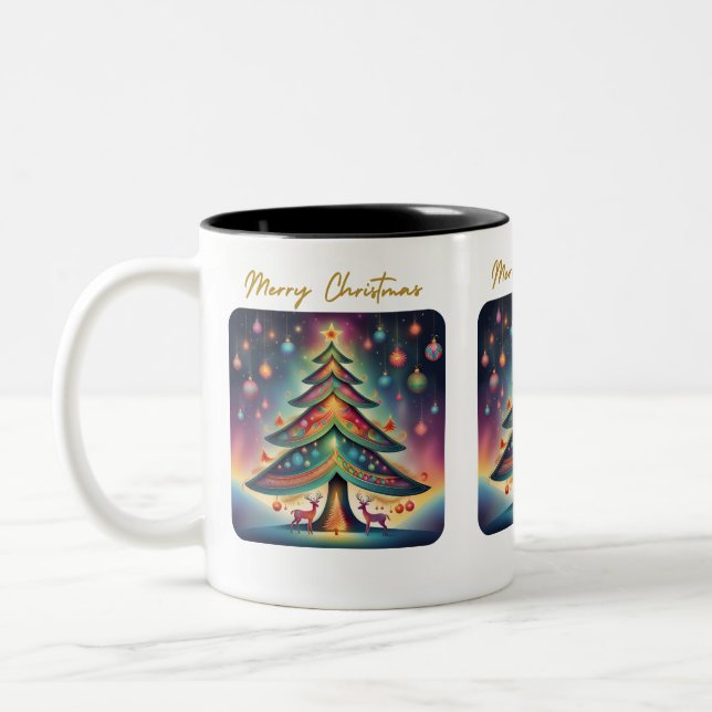 Frohe Weihnachtsbaume Zweifarbige Tasse (Links)