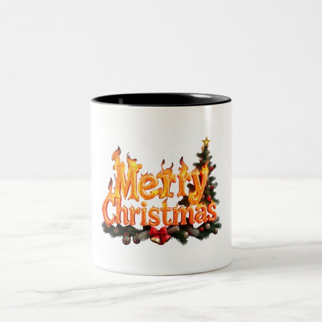 Frohe Weihnachtsbaume Zweifarbige Tasse (Mittel)