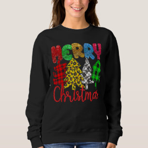 Frohe Weihnachtsbaumen Buffalo Karierter Glitzer L Sweatshirt