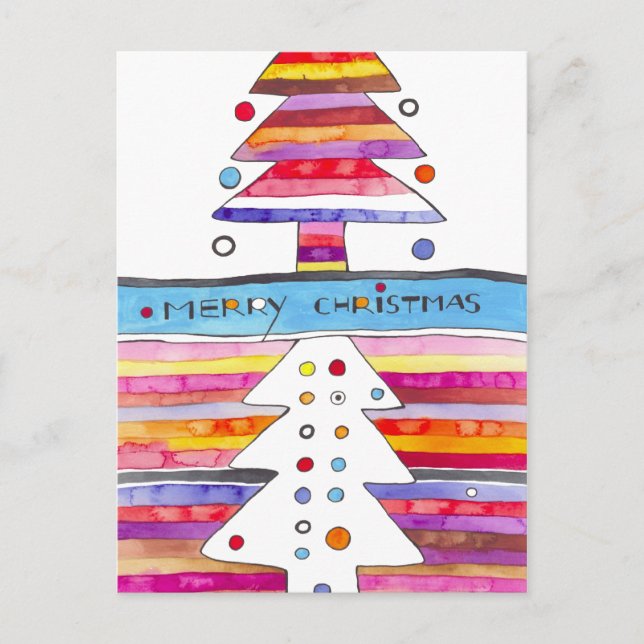 Frohe Weihnachtsbaumen Feiertagspostkarte (Vorderseite)