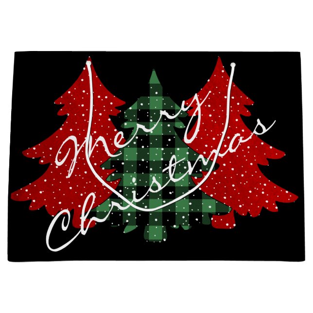 Frohe Weihnachtsbaumen Große Geschenktüte (Vorderseite)