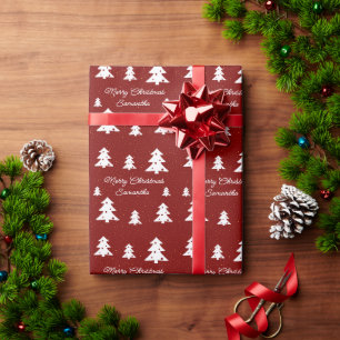 Frohe Weihnachtsbaumen Individuelle Name Wrapping  Geschenkpapier