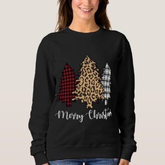 Frohe Weihnachtsbaumen Leopard Buffalo Kariert Hol Sweatshirt