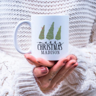 Frohe Weihnachtsbaumen Moderne Skriptferien Kaffeetasse