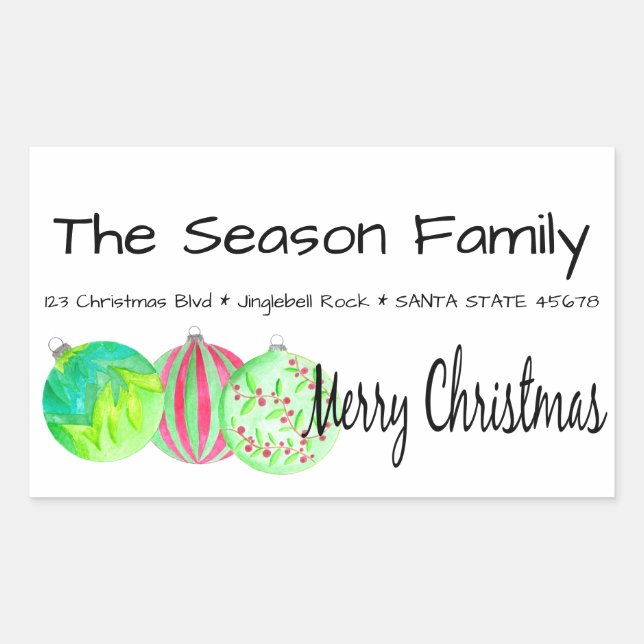 Frohe Weihnachtsbaumfarbe Rechteckiger Aufkleber (Vorderseite)