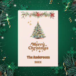 Frohe Weihnachtsbaumgarland Creme beige Karte