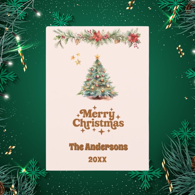 Frohe Weihnachtsbaumgarland Creme beige Karte (Von Creator hochgeladen)