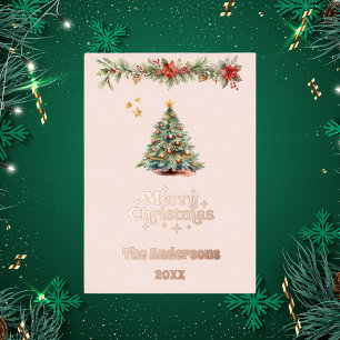 Frohe Weihnachtsbaumgarland Rose Gold Folien Feiertagskarte